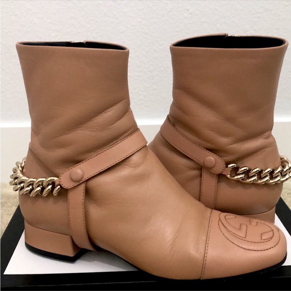 Authentic Tan leather Gucci boots size 5.5